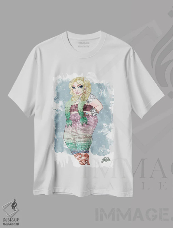 تیشرت سفید طرح دار برج حوت، هنر دیجیتال اثر جانکول آرت | فروشگاه ایماژ