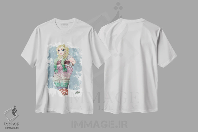 تیشرت سفید طرح دار برج حوت، هنر دیجیتال اثر جانکول آرت | فروشگاه ایماژ