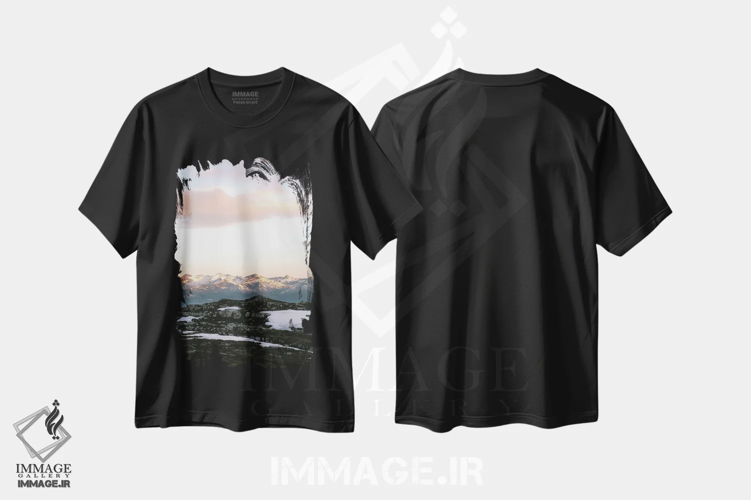 تیشرت مشکی طرح دار طلوع آفتاب بر فراز کوه های ایتالیا، عکاسی هوایی اثر جفرسون کاستلاری | فروشگاه ایماژ
