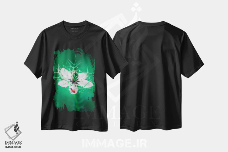 تیشرت مشکی طرح دار کفشدوزک قرمز، عکاسی ماکرو اثر جفرسون کاستلاری | فروشگاه ایماژ