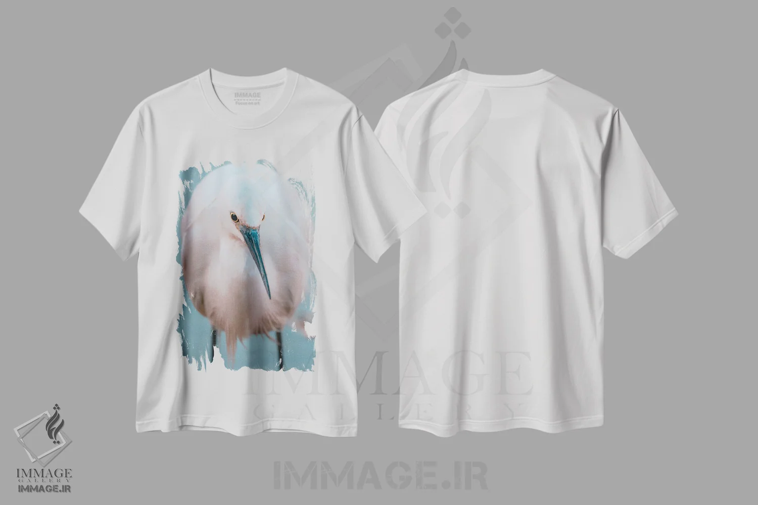 تیشرت سفید طرح دار پرتره یک اگرت، عکاسی ماکرو اثر جفرسون کاستلاری | فروشگاه ایماژ