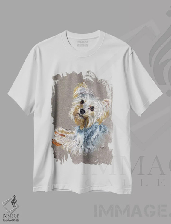 تیشرت سفید طرح دار یورکی اثر جنیفر رداستریک | فروشگاه ایماژ