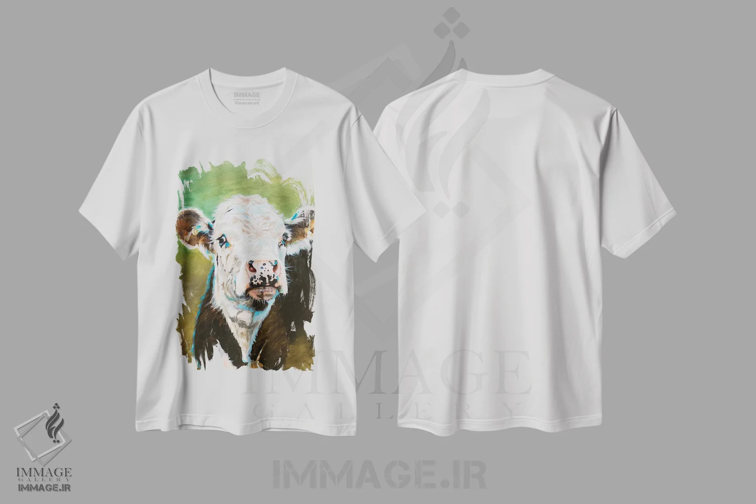تیشرت سفید طرح دار پرتره گاو، مدیوم اثر جنیفر رداستریک | immage.ir