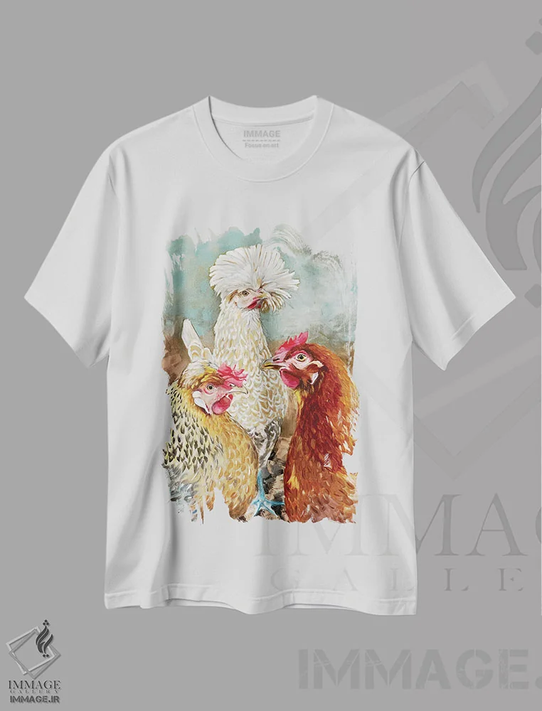 تیشرت سفید طرح دار دختران طلایی، دکور معاصر اثر جنیفر رداستریک | فروشگاه ایماژ