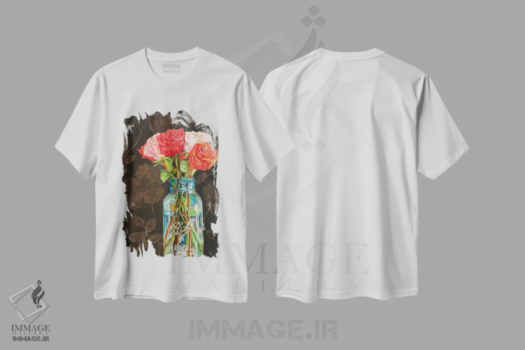 تیشرت سفید طرح دار گل رز در شیشه ی Ball، دکور معاصر اثر جنیفر رداستریک | immage.ir