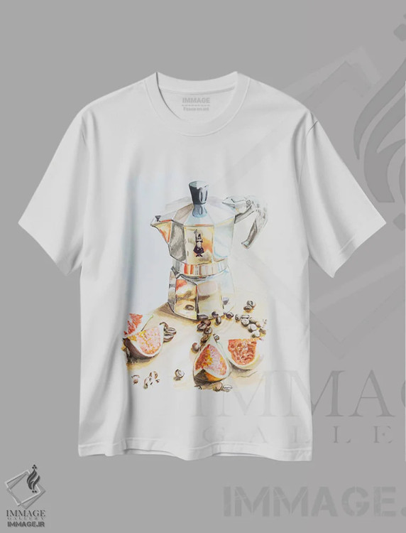 تیشرت سفید طرح دار قهوه با انجیر، دکور معاصر اثر جنیفر رداستریک | immage.ir