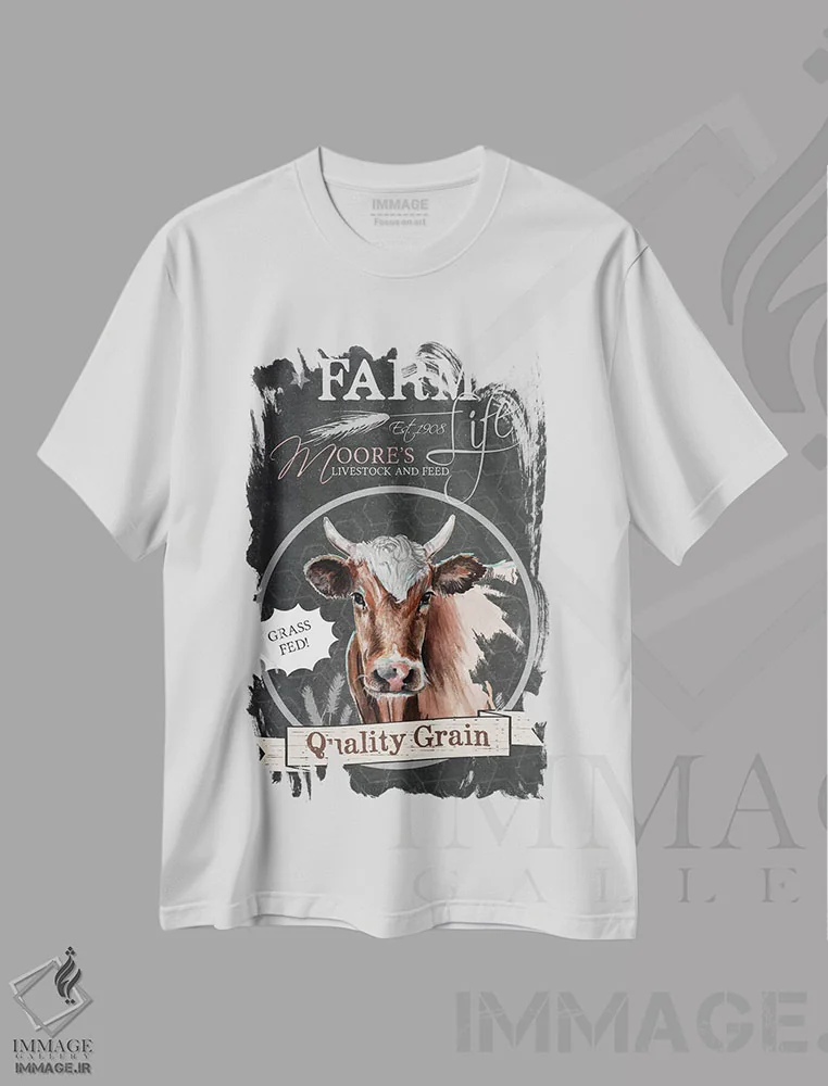 تیشرت سفید طرح دار دانه با کیفیت، دکور روستایی اثر جنیفر رداستریک | فروشگاه ایماژ