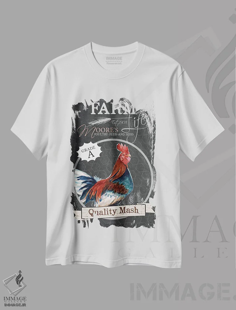 تیشرت سفید طرح دار خوراک دام با کیفیت، دکور روستایی اثر جنیفر رداستریک | immage.ir