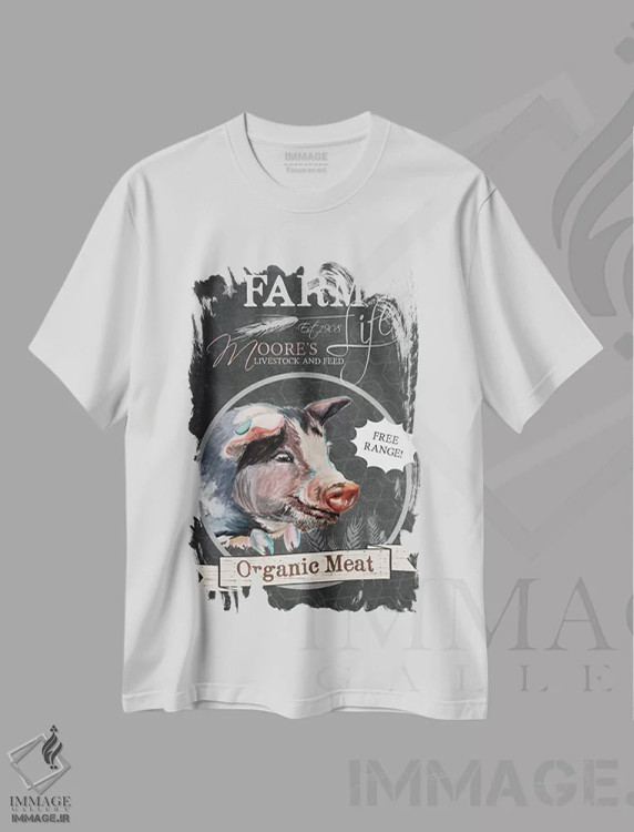 تیشرت سفید طرح دار گوشت ارگانیک، دکور روستایی اثر جنیفر رداستریک | immage.ir