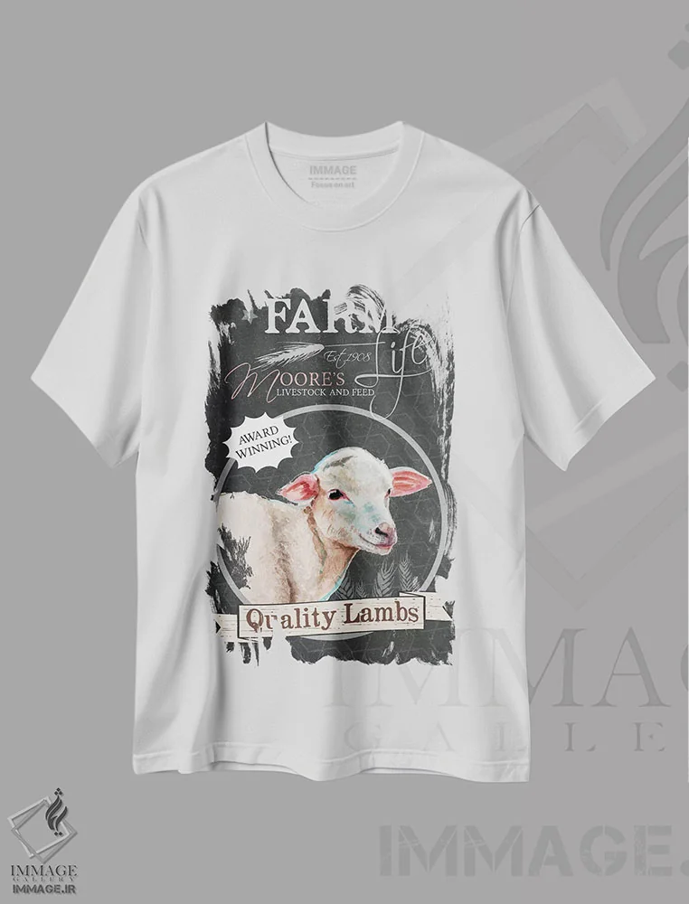 تیشرت سفید طرح دار بره های با کیفیت، هنر فاخر معاصر اثر جنیفر رداستریک | فروشگاه ایماژ