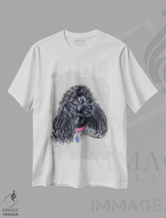تیشرت سفید طرح دار پودل اثر جنیفر رداستریک | immage.ir