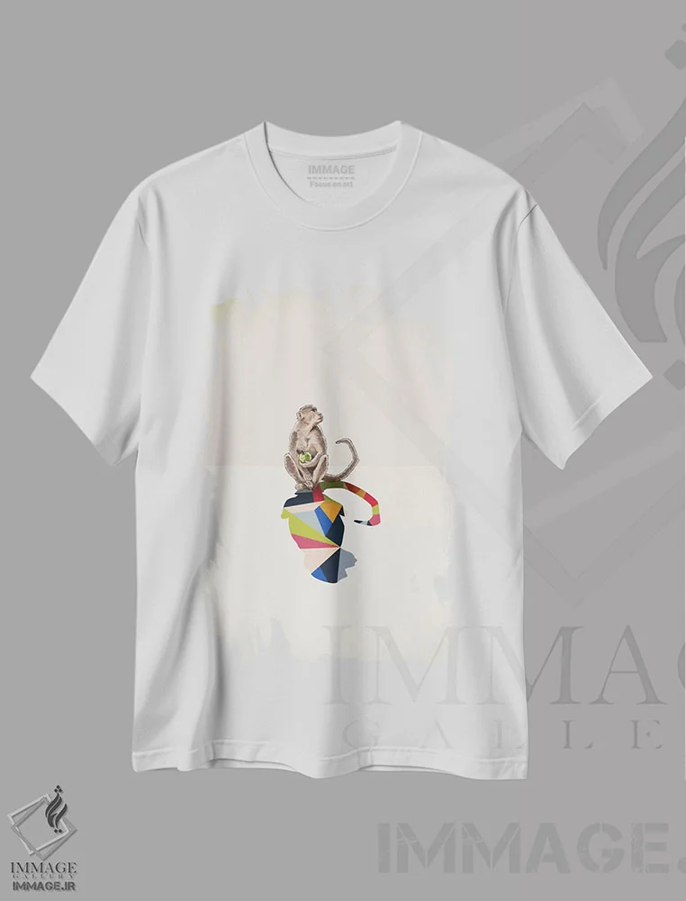 تیشرت سفید طرح دار میمون با سایهٔ متحرک اثر جیسون رتلیف | فروشگاه ایماژ