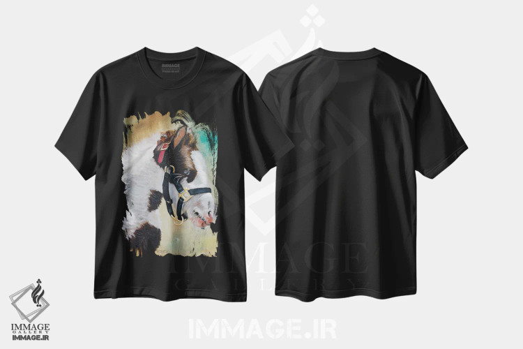 تیشرت مشکی طرح دار کُره اسب کولی اثر جنیفر رداستریک | immage.ir