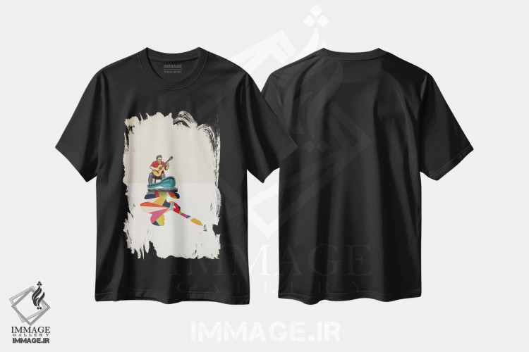 تیشرت مشکی طرح دار گیتاریست با سایهٔ متحرک اثر جیسون رتلیف | فروشگاه ایماژ