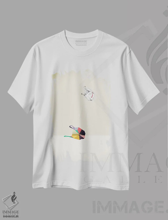 تیشرت سفید طرح دار تشکر با سایهٔ متحرک، هنر خیابانی اثر جیسون رتلیف | فروشگاه ایماژ