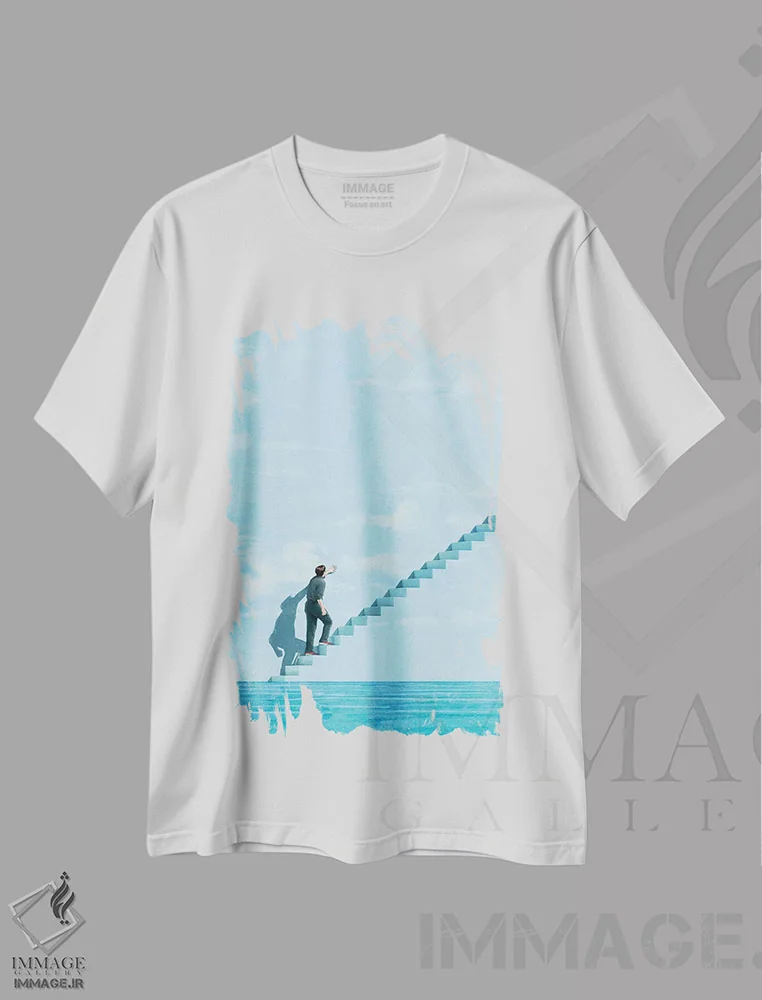 تیشرت سفید طرح دار پلکان اثر جیسون رتلیف | immage.ir