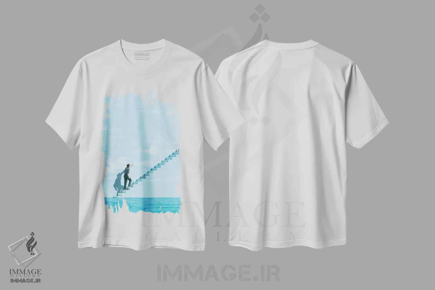 تیشرت سفید طرح دار پلکان اثر جیسون رتلیف | immage.ir