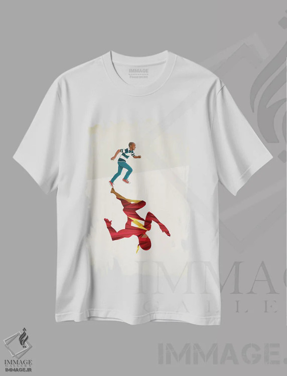 تیشرت سفید طرح دار دوندهٔ سرخ پوش، هنر دیجیتال اثر جیسون رتلیف | immage.ir