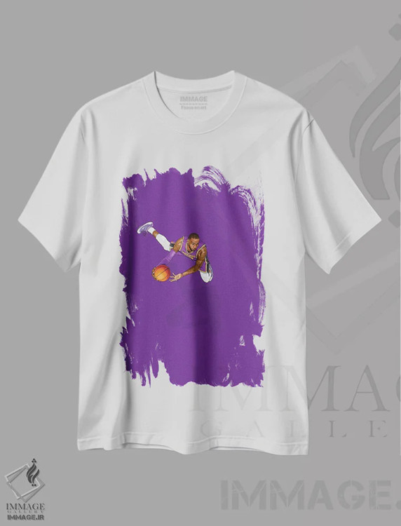 تیشرت سفید طرح دار مسافران مکرر لبرون، هنر آمریکایی آفریقایی تبار اثر جیسون رتلیف | فروشگاه ایماژ