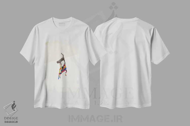 تیشرت سفید طرح دار سایهٔ متحرک گربه ۱ اثر جیسون رتلیف | فروشگاه ایماژ