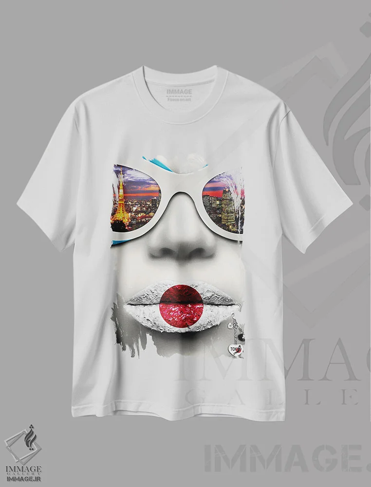تیشرت سفید طرح دار طرفدار مد توکیو، هنر دیجیتال اثر یان رافائل | فروشگاه ایماژ