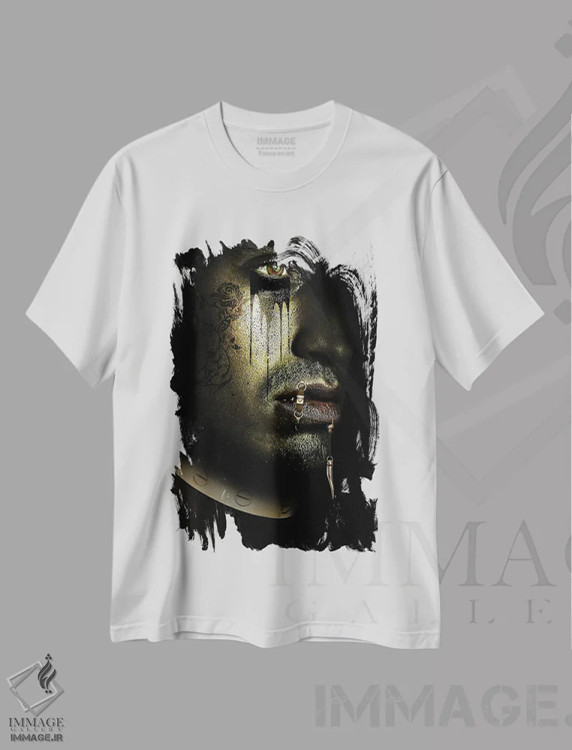 تیشرت سفید طرح دار طلایی، دکوراسیون جایگزین اثر یان رافائل | immage.ir