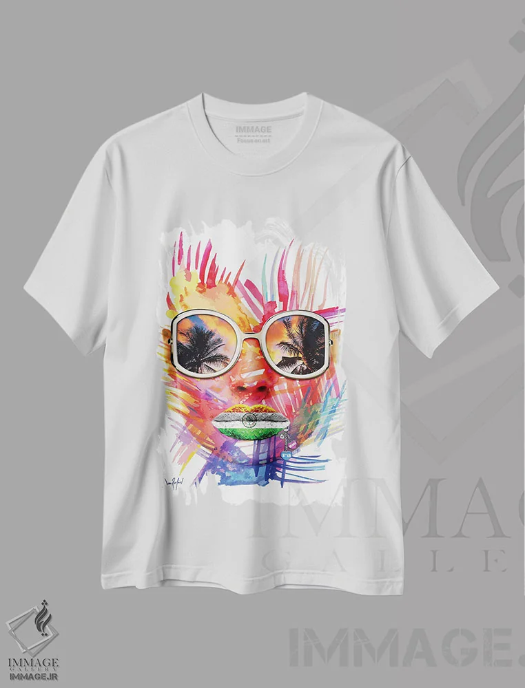 تیشرت سفید طرح دار دختر جسور میامی، دکوراسیون جایگزین اثر یان رافائل | immage.ir