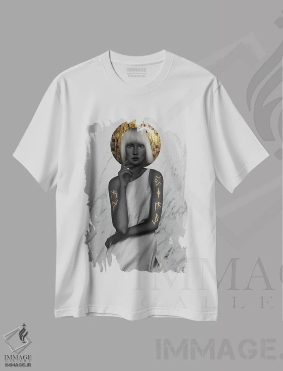 تیشرت سفید طرح دار رون، هنر دیجیتال اثر جولیو روسی | فروشگاه ایماژ