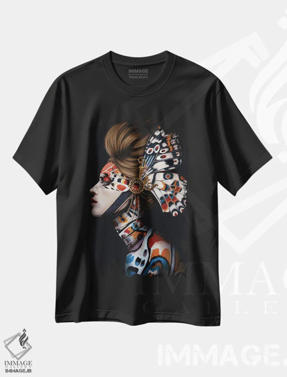 تیشرت مشکی طرح دار دگرگونی، هنر دیجیتال اثر جولیو روسی | فروشگاه ایماژ