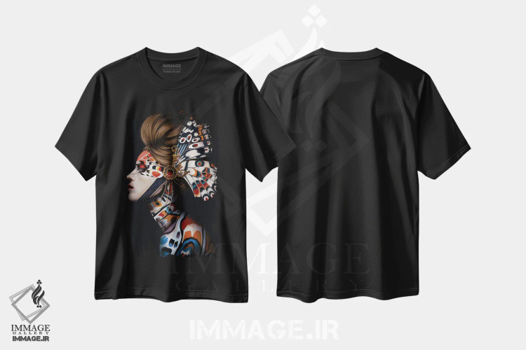 تیشرت مشکی طرح دار دگرگونی، هنر دیجیتال اثر جولیو روسی | فروشگاه ایماژ