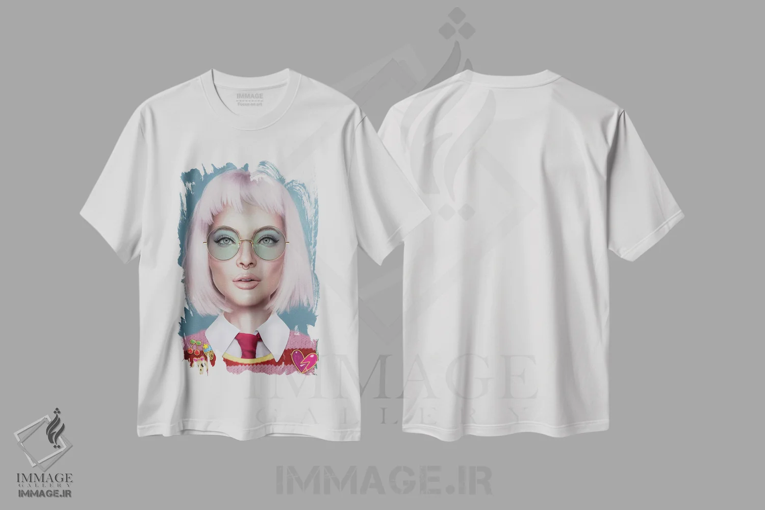 تیشرت سفید طرح دار در جستجوی آخر هفته، هنر دیجیتال اثر جولیو روسی | فروشگاه ایماژ