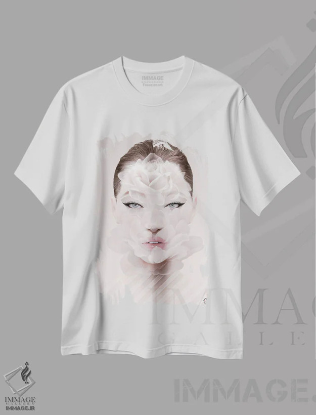 تیشرت سفید طرح دار راش، هنر دیجیتال اثر جولیو روسی | فروشگاه ایماژ