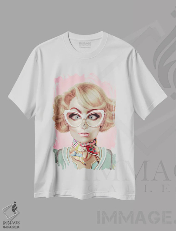 تیشرت سفید طرح دار پرواز کن، هنر فاخر معاصر اثر جولیو روسی | فروشگاه ایماژ