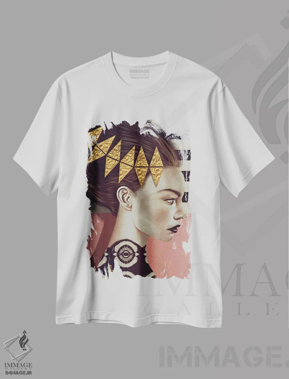 تیشرت سفید طرح دار ورق طلایی، تزئینی اثر جولیو روسی | فروشگاه ایماژ