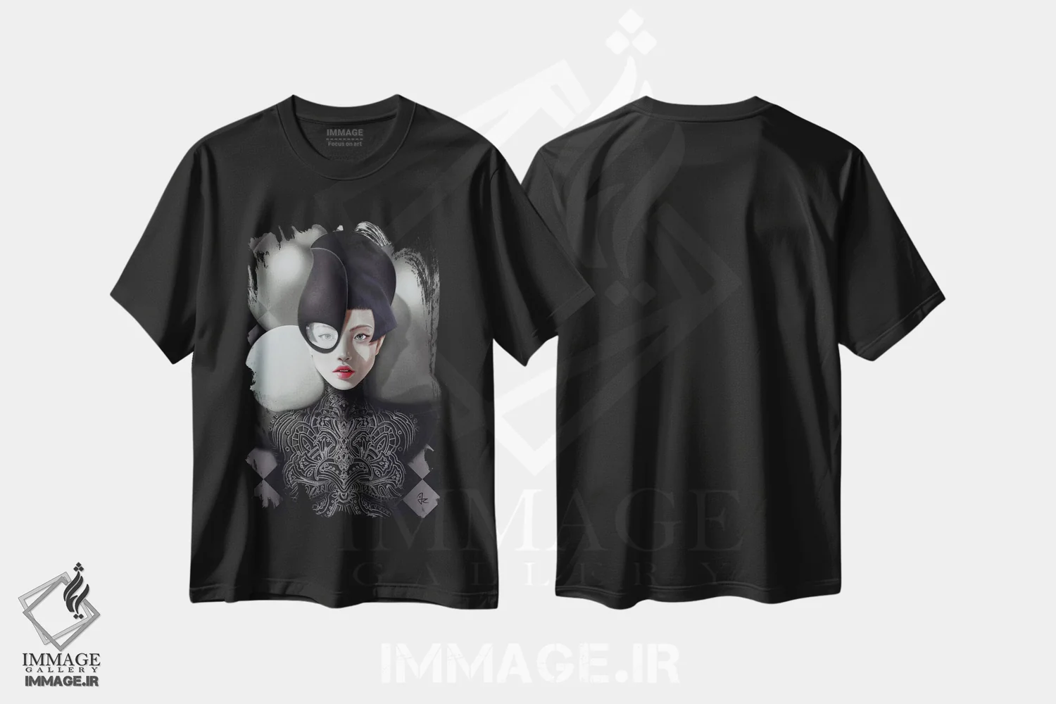 تیشرت مشکی طرح دار جو، دکوراسیون جایگزین اثر جولیو روسی | فروشگاه ایماژ