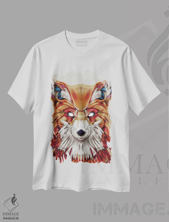 تیشرت سفید طرح دار فایرفاکس، هنر دیجیتال اثر جولیو روسی | فروشگاه ایماژ
