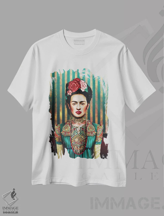 تیشرت سفید طرح دار فریدا، تزئینی اثر جولیو روسی | immage.ir
