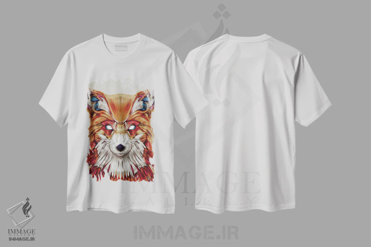 تیشرت سفید طرح دار فایرفاکس، هنر دیجیتال اثر جولیو روسی | فروشگاه ایماژ