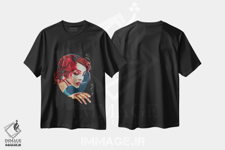 تیشرت مشکی طرح دار شاهزاده سیگاری، دکوراسیون جایگزین اثر جولیو روسی | فروشگاه ایماژ