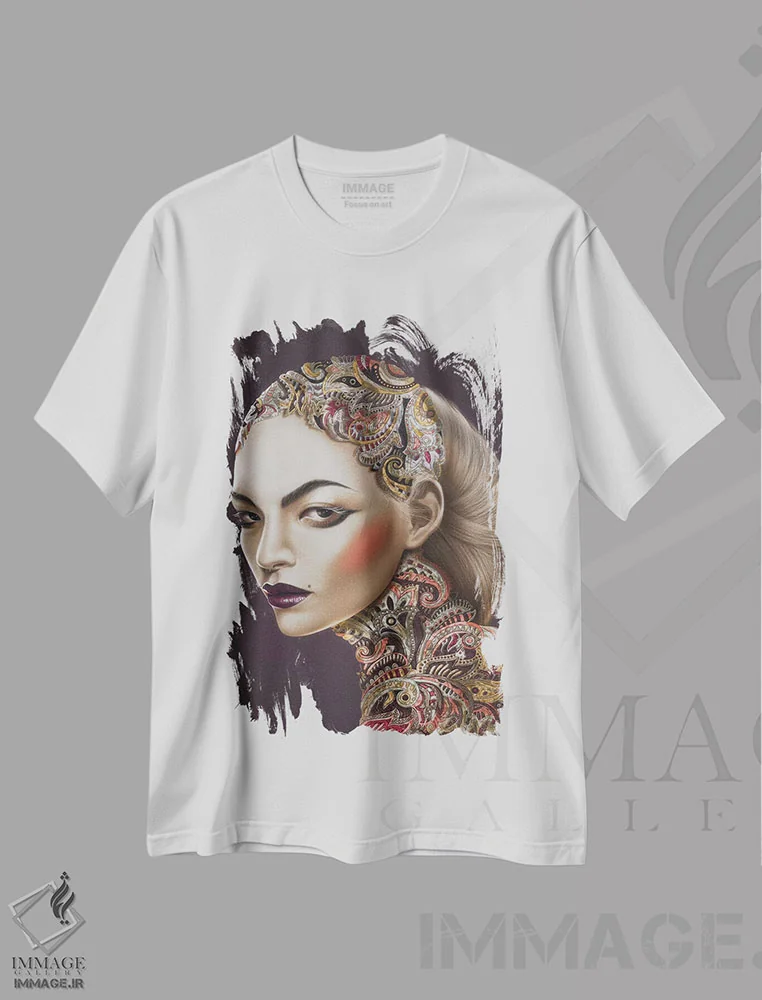 تیشرت سفید طرح دار دکو، آرت دکو اثر جولیو روسی | immage.ir