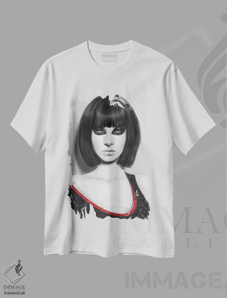 تیشرت سفید طرح دار مه، دکوراسیون جایگزین اثر جولیو روسی | فروشگاه ایماژ