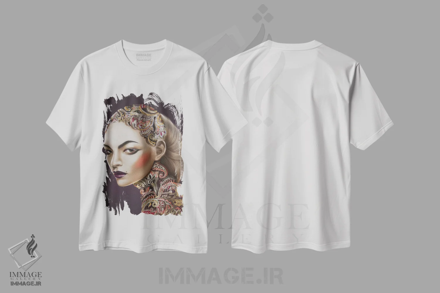 تیشرت سفید طرح دار دکو، آرت دکو اثر جولیو روسی | immage.ir