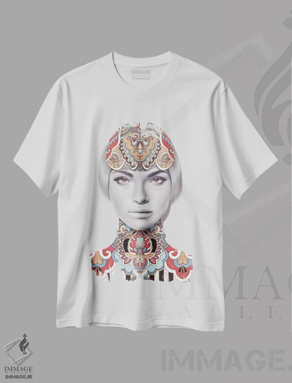 تیشرت سفید طرح دار بلو سام، هنر دیجیتال اثر جولیو روسی | فروشگاه ایماژ