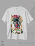 تیشرت سفید طرح دار پایزلی، هنر آمریکایی آفریقایی تبار اثر جولیو روسی | فروشگاه ایماژ