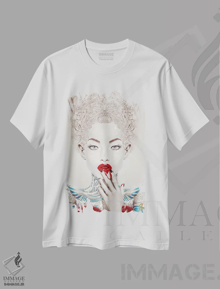تیشرت سفید طرح دار چینی، هنر دیجیتال اثر جولیو روسی | فروشگاه ایماژ
