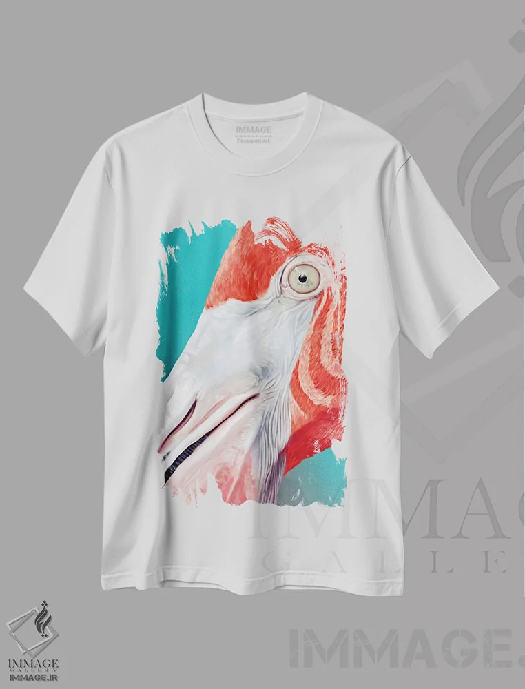 تیشرت سفید طرح دار فلامینگو، تزئینی اثر جولیو روسی | immage.ir