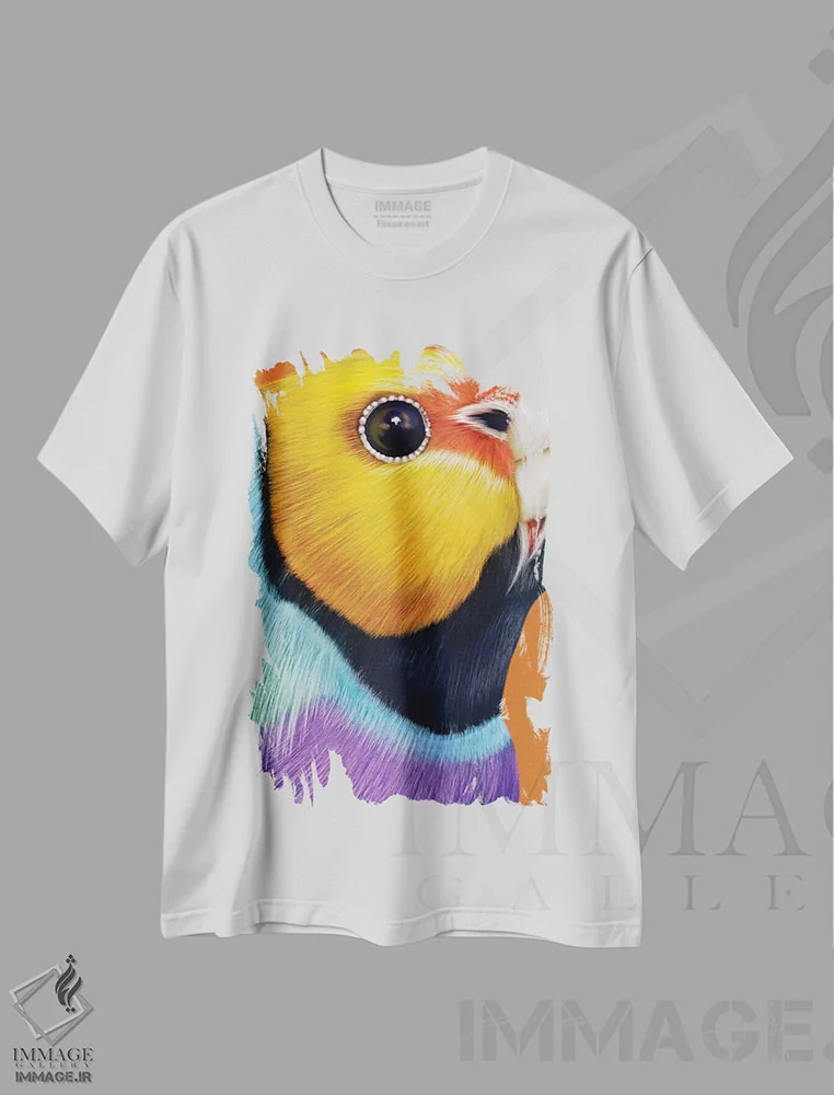 تیشرت سفید طرح دار فنچ گولدیان، تزئینی اثر جولیو روسی | immage.ir