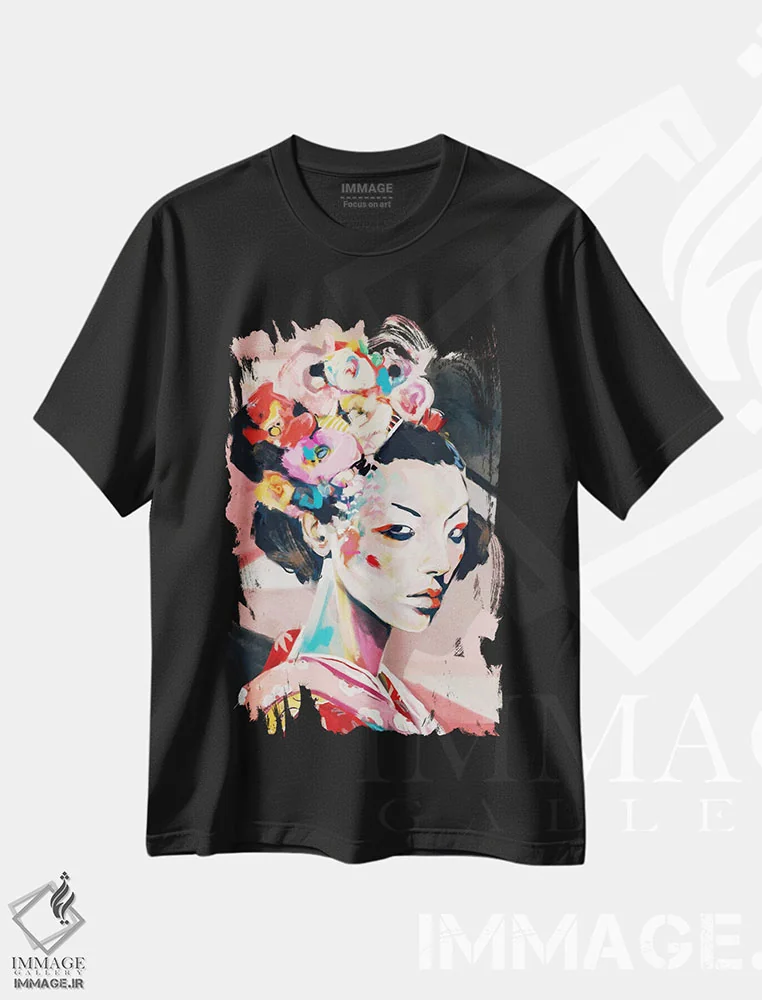 تیشرت مشکی طرح دار ژاپن، دکور آسیایی اثر جولیو روسی | immage.ir