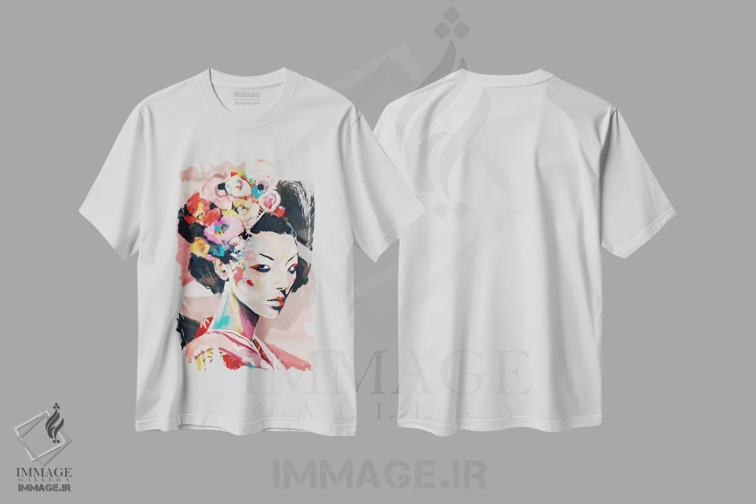 تیشرت سفید طرح دار ژاپن، دکور آسیایی اثر جولیو روسی | فروشگاه ایماژ