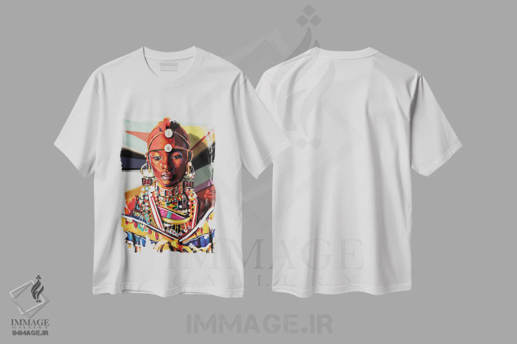 تیشرت سفید طرح دار کنیا، دکور آفریقایی اثر جولیو روسی | immage.ir